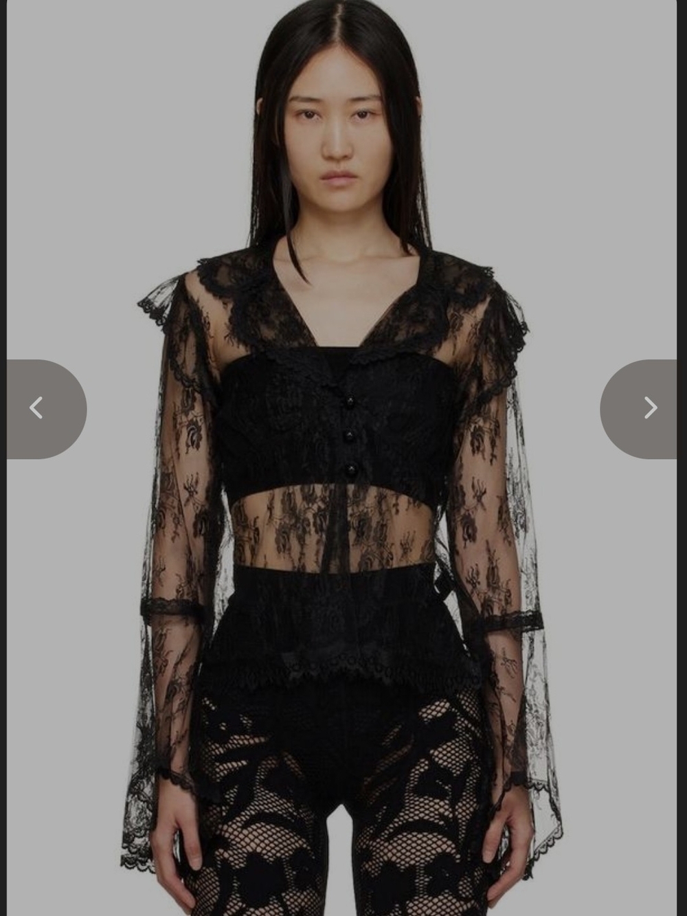 Anna SUI Sheer Black Lace Peplum Top SIZE 10